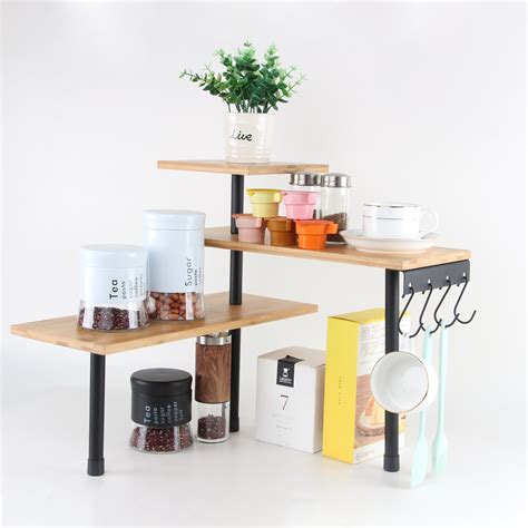 Tier Bamboo Corner Shelf Kitchen Bathroom Office Countertop Storage