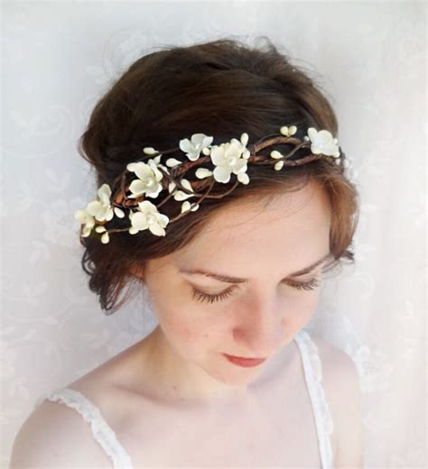 Ivory Flower Crown Bridal Headpiece Flower Crown Wedding Etsy