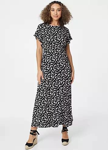 Izabel London Ditsy Floral Frill Sleeve Maxi Dress Freemans