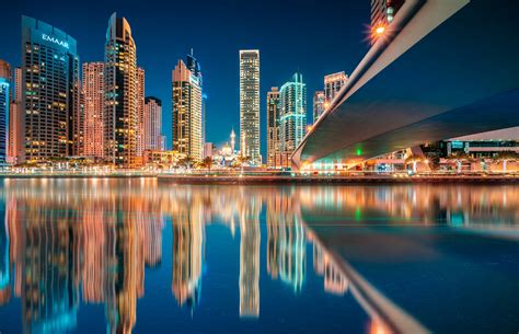 Download United Arab Emirates Skyscraper Building Reflection City Night ...