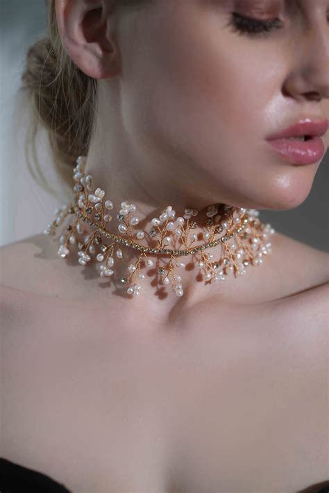 Buy Gold Plated Fresh Water Pearl Artemis Stone Embellished Choker By