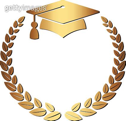 Graduation Logo Golden Laurel Wreath University Graduate Cap