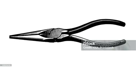 Needle Nose Pliers Stock Illustration - Download Image Now - Black And White, Blue-collar Worker ...