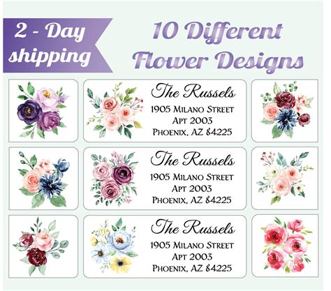 Flower Address Labels Personalized Return Address Labels Etsy