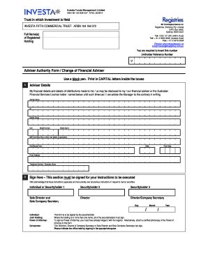 Fillable Online Adviser Transaction Authority Form I Ct Fax Email Print