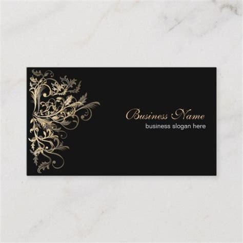 Black And Gold Floral Business Card