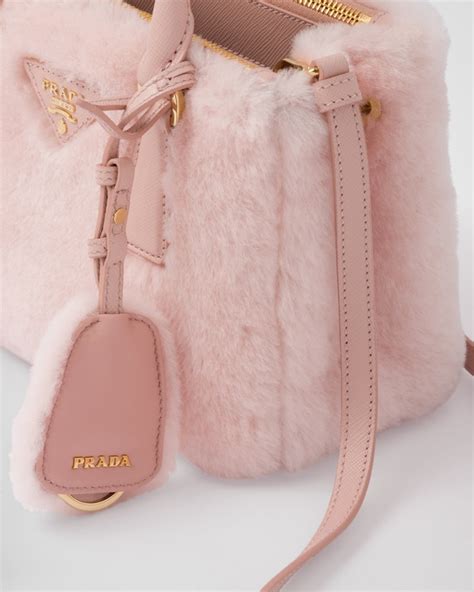 Orchid Pink Prada Galleria Shearling Mini Bag Prada