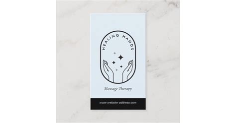 Modern Healing Hands Massage Black And Blue Logo Business Card Zazzle