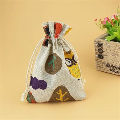 Wholesale Pcs X Cm Cotton Bags Favour Owl Design Drawstring Gift