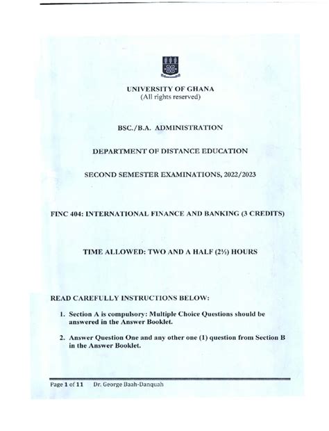 Document University Of Ghana All Rights Reserved Bscb Administration Department Of