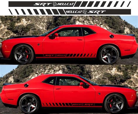 2x Dodge Challenger Hellcat Side Vinyl Decals Graphics Rally Sticker