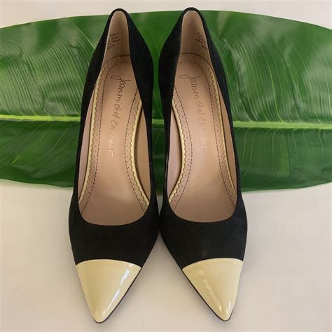 Jean Michel Cazabat Black Suede Pumps With Yellow Patent Leather Toe