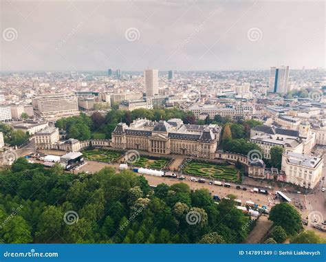 Panoramic Aerial View Of The Royal Palace Brussels Belgium Stock Image