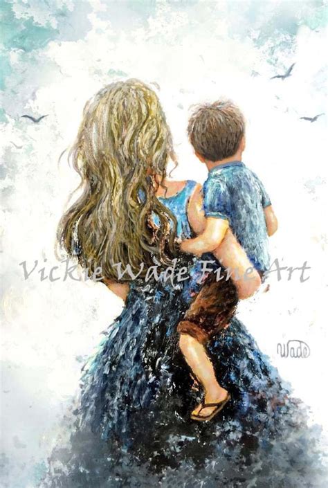 Mother And Son Art Print Blonde Mother Paintings Mom Carrying Son Mother S Day Gift Blonde
