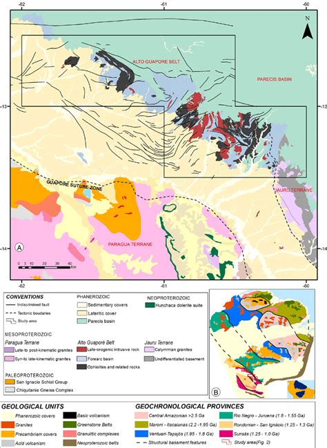 A Simplified Geological Map Of The Southwest Of The Amazonian Craton