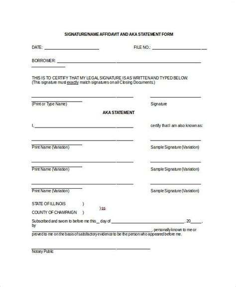 Signature Affidavit And Aka Statement Form AffidavitForm Net