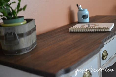 Two Toned Chalk Paint Vintage Desk Redo Poofy Cheeks