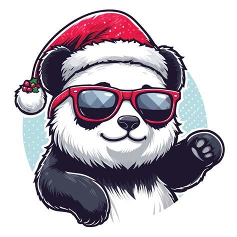 Beautiful Christmas Panda Wearing Santa Hat Ai Generative 33823851 Png