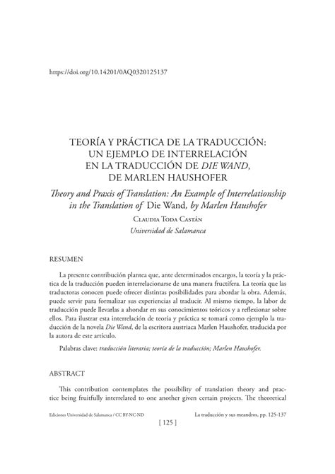 PDF Teoría y práctica de la Traducción un ejemplo de interrelación