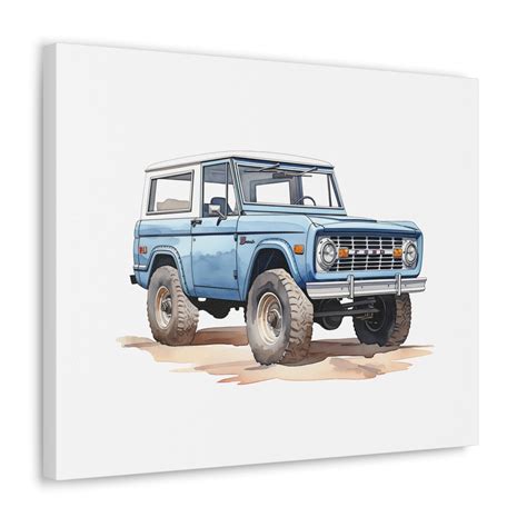 Vintage Blue Ford Bronco Print, Classic Ford Bronco Canvas, Ford Bronco ...