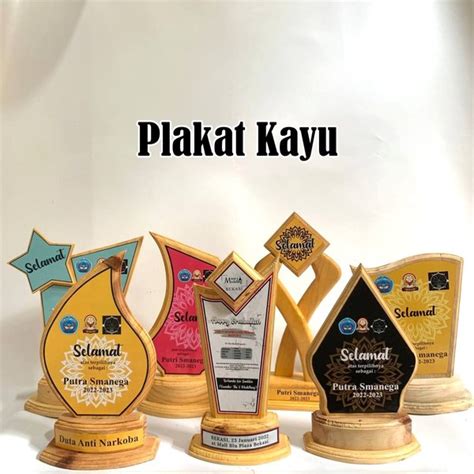 Jual PLAKAT KAYU PIAGAM KAYU VANDEL KAYU NATUTAL PIALA KAYU SOUVENIR