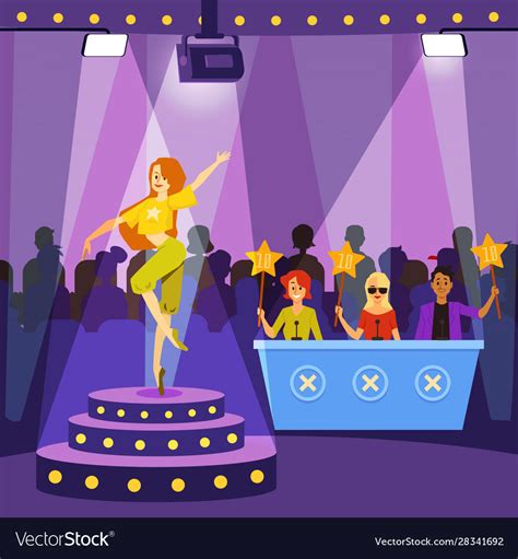 Talent show performance scene with cartoon Vector Image