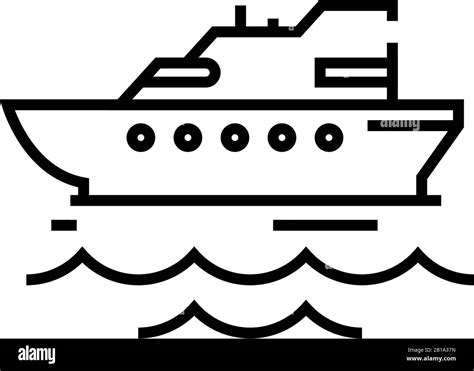 Cruiser Ship Line Icon Concept Sign Outline Vector Illustration