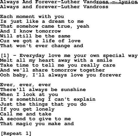 Love Song Lyrics for:Always And Forever-Luther Vandross