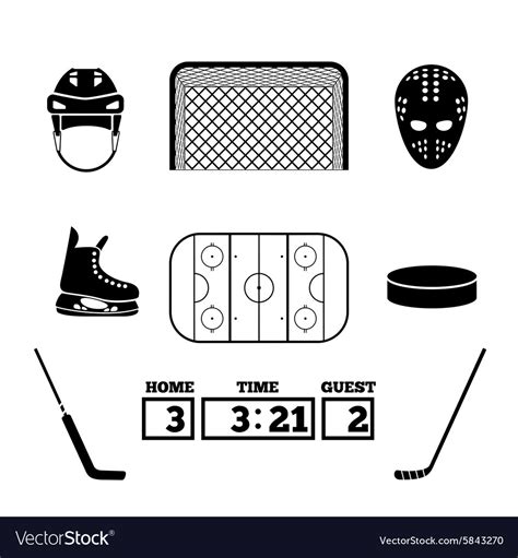 Hockey Icons Royalty Free Vector Image Vectorstock