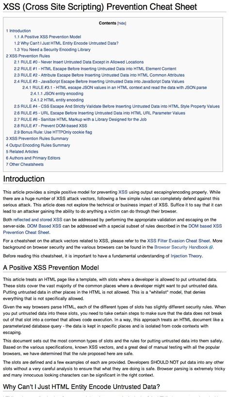 Xss Cross Site Scripting Prevention Cheat Sheet At Open Web