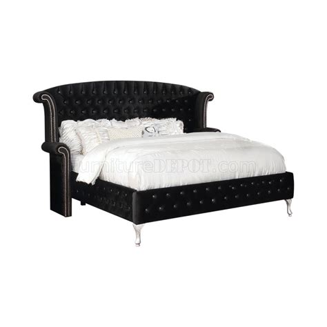 Deanna Bedroom 206101 In Black Velvet By Coaster W Options