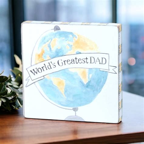 Primitives By Kathy Accents Primitives By Kathy Worlds Greatest Dad Wooden Block Sign Decor