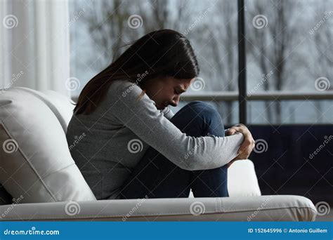 Sad Girl Crying and Complaining Alone at Home Stock Photo - Image of ...