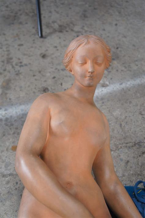 Etienne Maurice Falconet Terracotta Nude Baigneuse Bathing Woman Statue 31