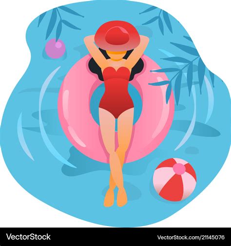 Woman Sunbathing At Beach Or Pool Relaxing Vector Image