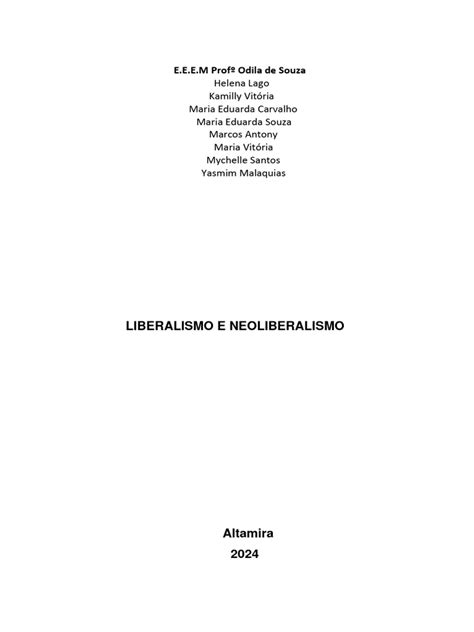 Trabalho De Geografia Escrito 1 Pdf Liberalismo Neoliberalismo