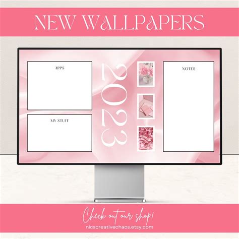 Pink Aesthetic Desktop Organizer Wallpaper Organize Apps - Etsy