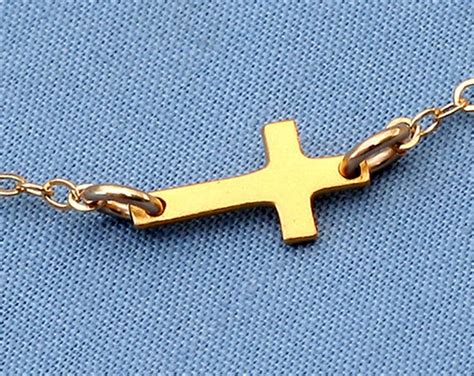 Small Gold Sideways Cross Necklace 24k Gold Vermeil Cross Etsy