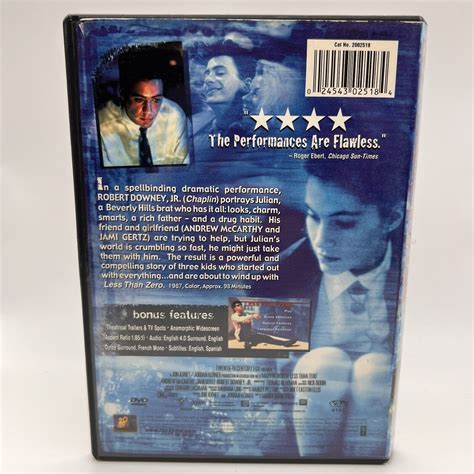 Less Than Zero Dvd Andrew Mccarthy Jami Gertz Robert Downey Jr