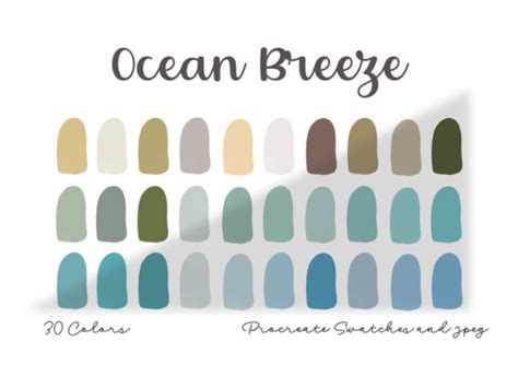 Ocean Breeze Procreate Color Palette Graphic By Mandalabunnydigital · Creative Fabrica