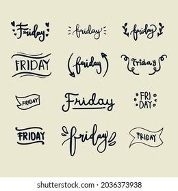 Set Friday Lettering Vector Stock Vector Royalty Free 2036373938