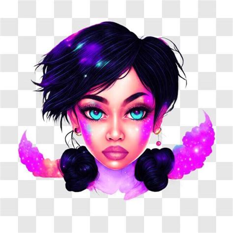 Baixe Garota De Anime Olhos Azuis E Cabelo Roxo PNGs Creative Fabrica