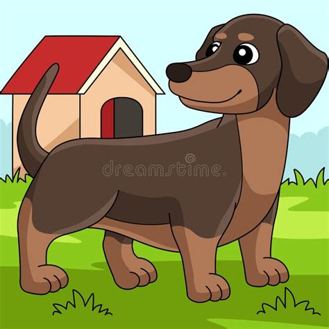 Dachshund Dog Colored Cartoon Illustration Stock Vector Illustration