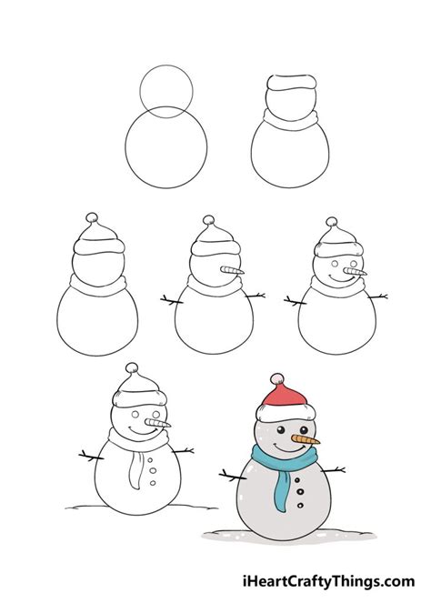 Snowman Drawing How To Draw A Snowman Step By Step