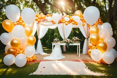 wedding ceremony with white and gold balloons. AI-Generated 31276471 ...