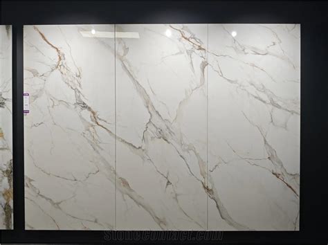 Polished 2400 1200MM Fish Belly Sintered Stone Slabs From China