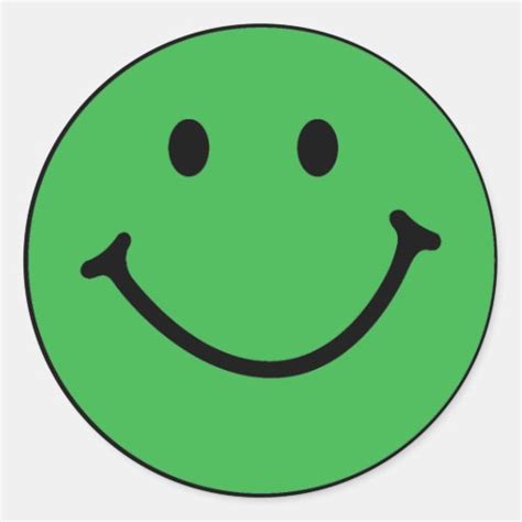 classic green smiley face round sticker | Zazzle