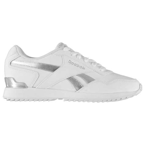 Baskets Reebok Royal Glide Ripple Clip Femme En Cuir Blanc Argent