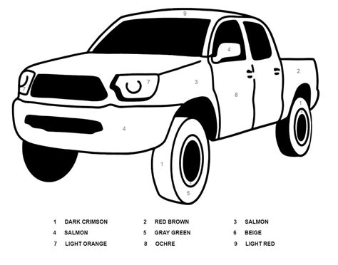 Truck Color By Number Free Printable Coloring Pages For Kids