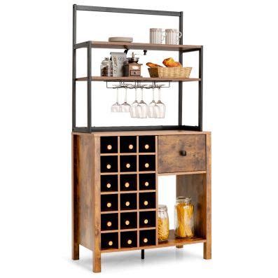 Armoire De Cuisine Autoportante Avec Casier Vin Et Tiroir Support De